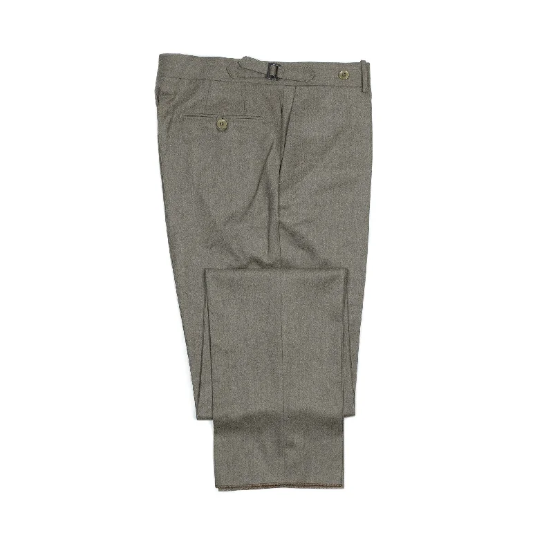 Soft Knit Yoga Pants-Higher-rise light brown wool worsted flannel trousers