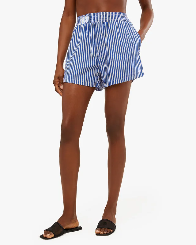 Plaid Print Shorts-Elastic Stripes Short