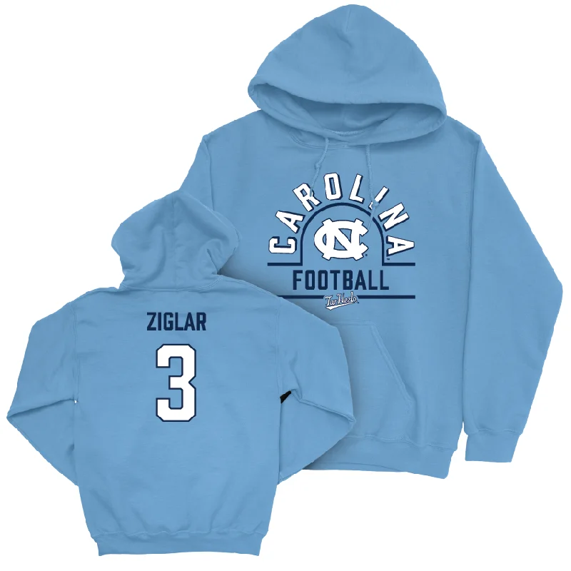 Zip-up Hoodie For Men-UNC Football Carolina Blue Classic Hoodie  - Malcolm Ziglar