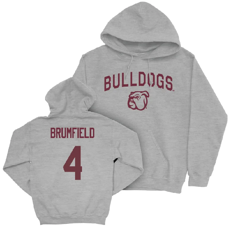 Personalized Hooded Sweatshirt-Sport Grey Football Bulldogs Hoodie   - DeAgo Brumfield