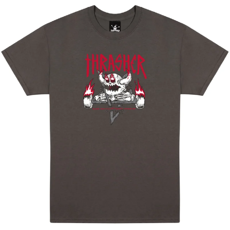 Retro Print T-shirt-Thrasher Magazine x Toy Machine Monster-Gram T-Shirt - Charcoal