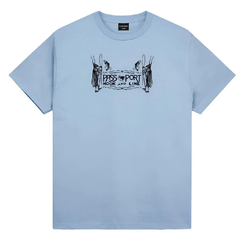 Luxury T-shirt-PASS~PORT SKATEBOARDS HOOK & LINE TEE STONEWASH BLUE