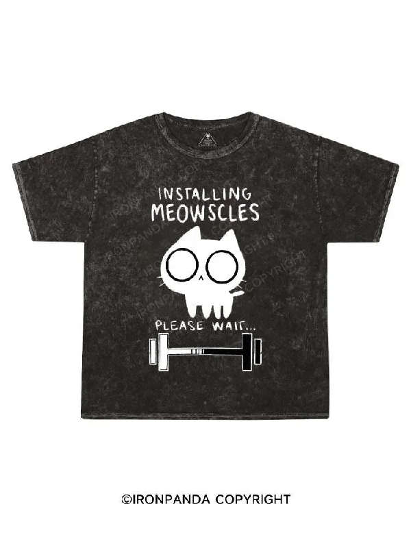 Tie-dye T-shirt-Meowscles Kids Washed T-Shirt