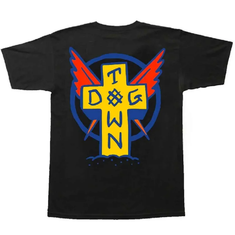 Street Style T-shirt-Dogtown Skates Scratch Cross T-Shirt - Black