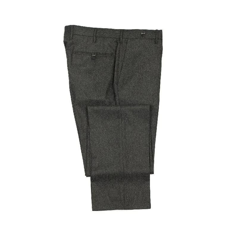 Lightweight Linen Travel Pants-Flat-front trousers in charcoal wool flannel (restock)