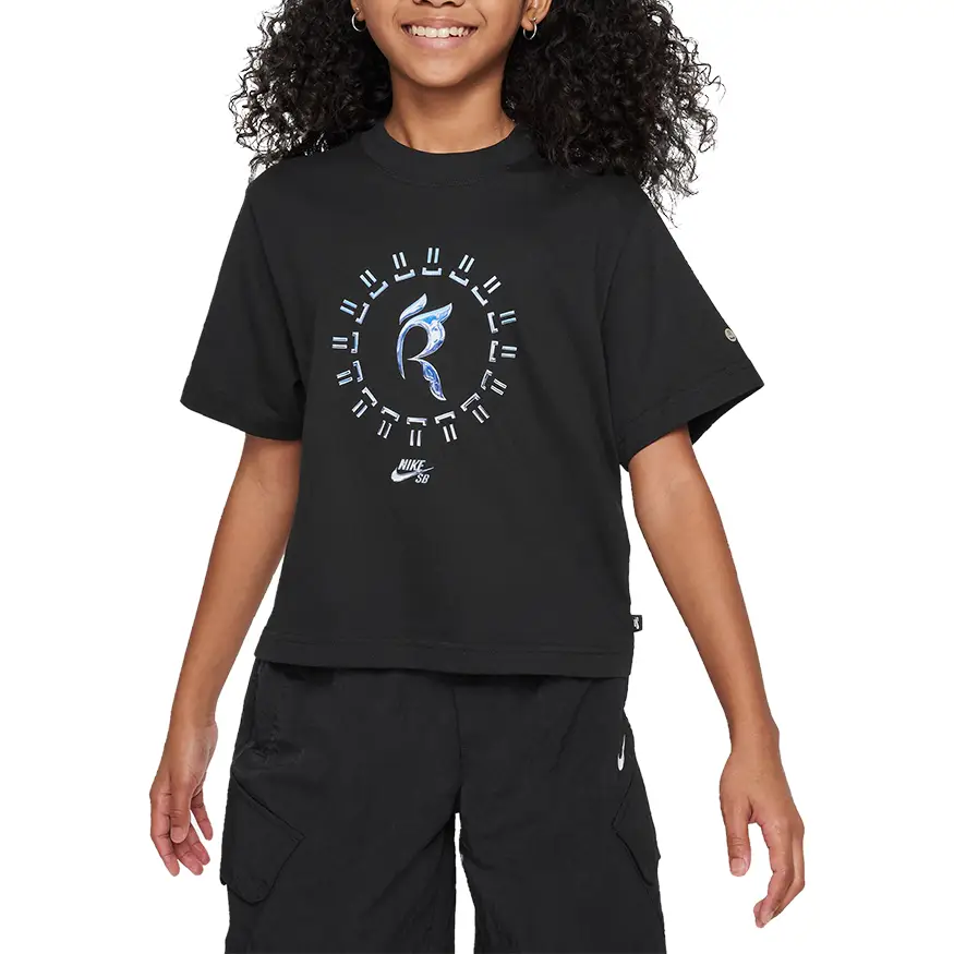 Soft T-shirt Fabric-Nike SB x Rayssa Leal Girls Dri Fit Tee Shirt - Black