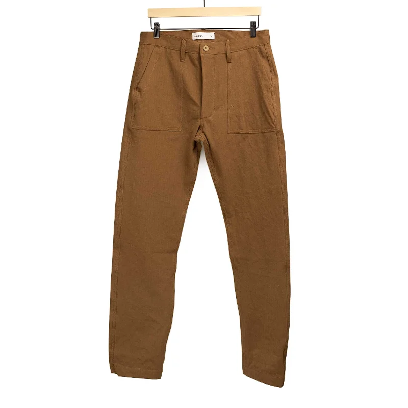 Stylish Palazzo Pants-Fatigue pants in rust washed cotton herringbone twill