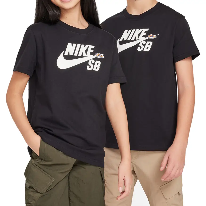 T-shirt For Streetwear Fashion-Nike SB Big Kids Logo Tee Shirt - Black