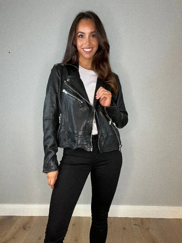 Fashionable Utility Jacket-My Essential Wardrobe Black Leather Biker Jacket