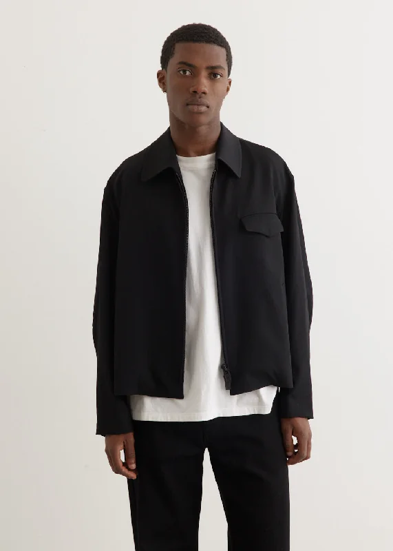 Oversized Bomber Jacket-J-Flap Pocket Blouson