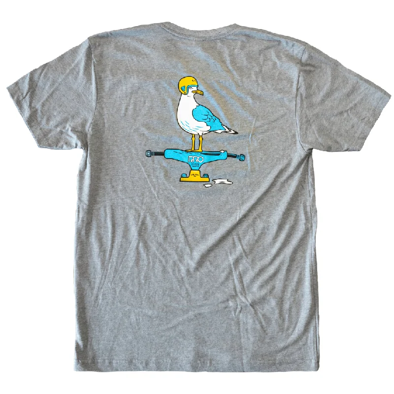 Tie-dye T-shirt-Pro Skateboard Shop Seagull T-Shirt - Grey