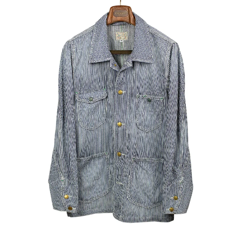 Stylish Anorak Jacket-Liberty Stripe barn jacket in washed denim