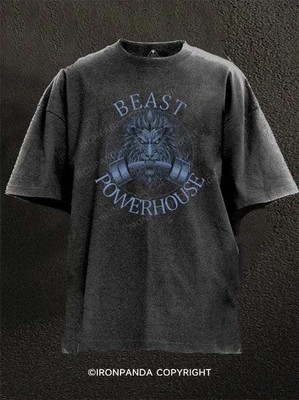 Casual Chic T-shirt-Beast Power House Washed Gym Shirt