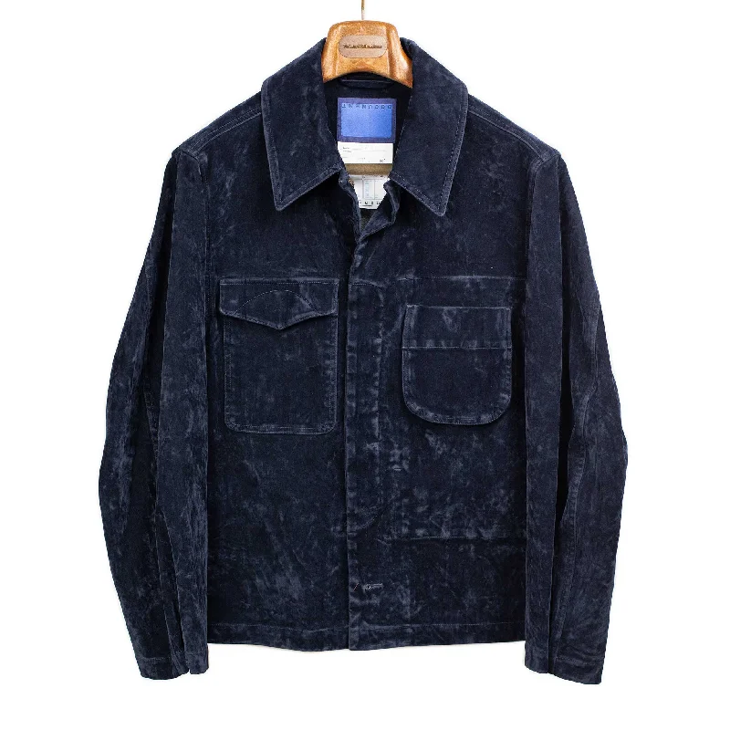 Cozy Down Jacket-Velvet denim jacket in deep navy cotton