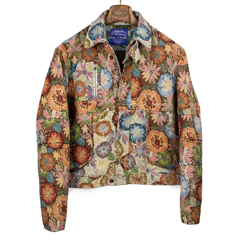 Custom Graphic Bomber Jacket-Pine Blouson in multicolored floral melange jacquard