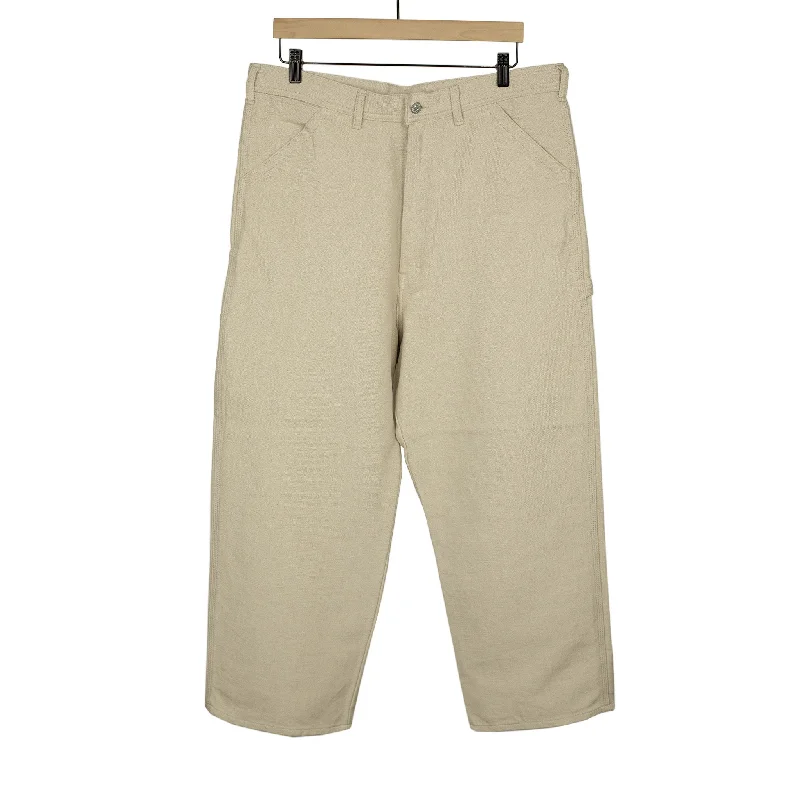 Lightweight Linen Pants-High rise painter pants in natural cotton/linen duck canvas