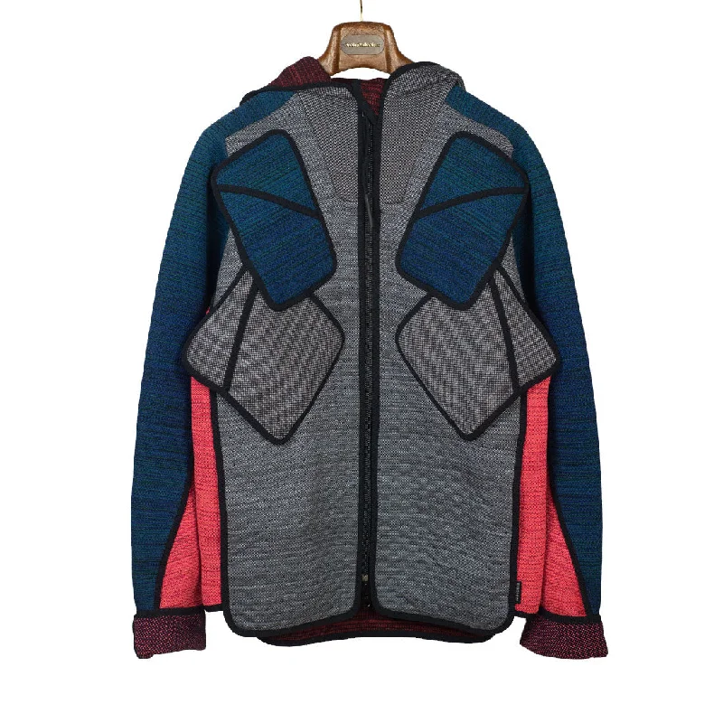 Casual Hooded Jacket-"PM hooded jacket" in teal, grey and coral