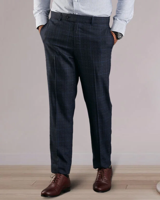 Soft Stretch Denim Pants-VBC Blue Glen Plaid Overchecks Dress Pant