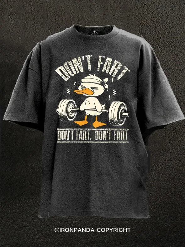 90s Graphic T-shirt-Don't Fart Duck Washed Gym Shirt