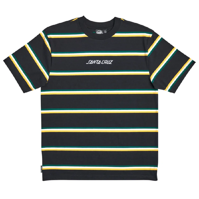 Holiday Themed T-shirt-Santa Cruz Tee Shirt Solid Stripe Black yellow Green