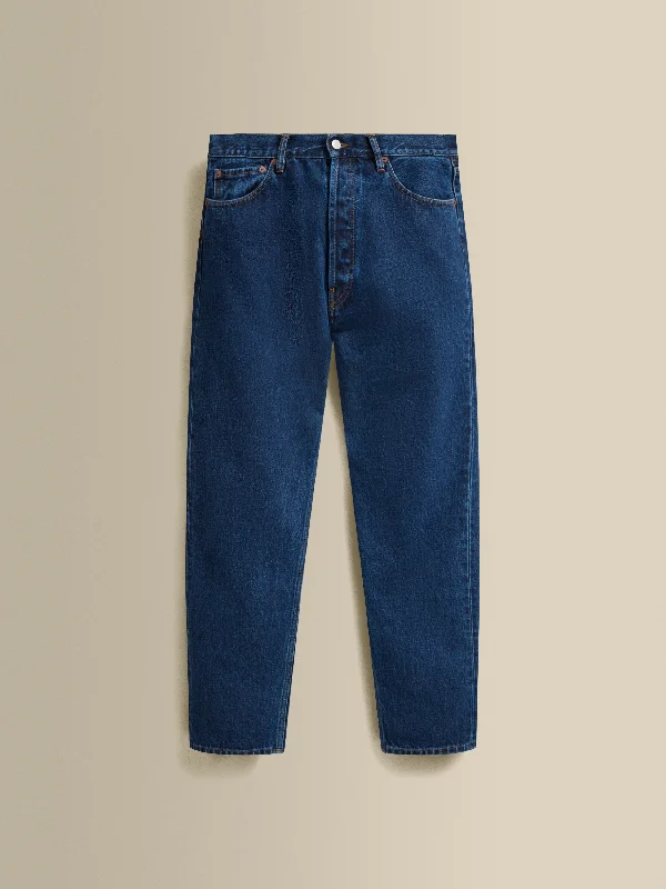 Classic Tapered Pants-Denim Easy Fit Jeans