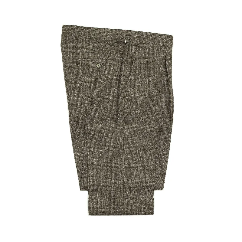 Comfy Relaxed-fit Pants-x Sartoria Carrara: Pleated trousers in tonal charcoal Prince-of-Wales undyed wool