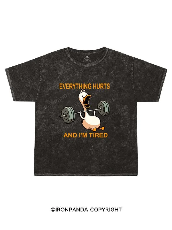 Soft T-shirt Fabric-everything hurts and I'm tired duck Kids Washed T-Shirt