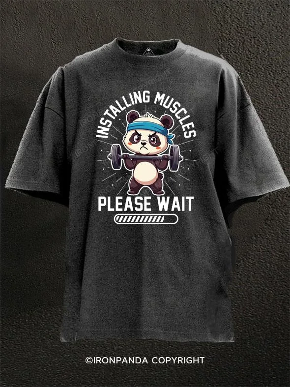 Vintage Band T-shirt-Installing Muscles Please Wait Panda Washed Gym Shirt