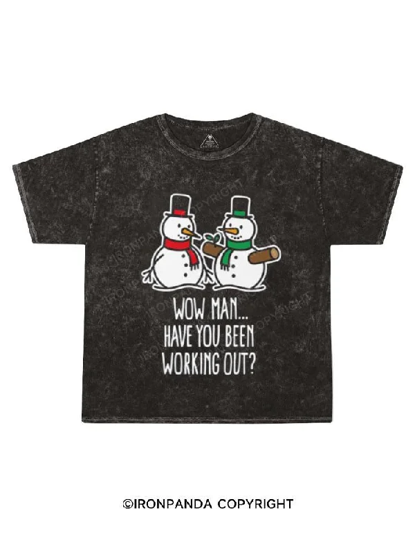 T-shirt With Animal Prints-WOW MAN... HAVE YOU BEEN  WORKING OUT？ Kids Washed T-Shirt