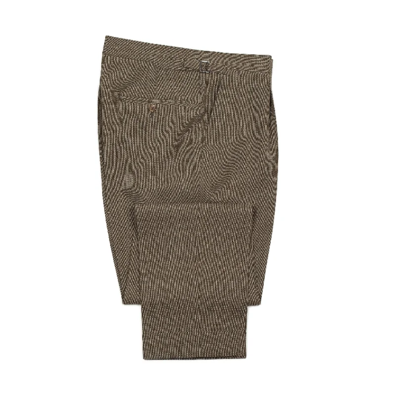 Warm Fleece-lined Pants-x Sartoria Carrara: pleated trousers in taupe nailhead Fox Air wool (separates)