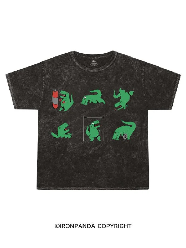 Pastel Color T-shirt-T-Rex Hates Gym Kids Washed T-Shirt