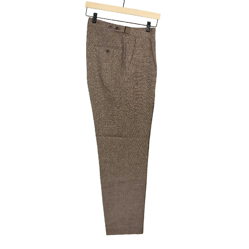 Relaxed Fit Denim Pants-Side tab trousers in mixed brown wool and linen