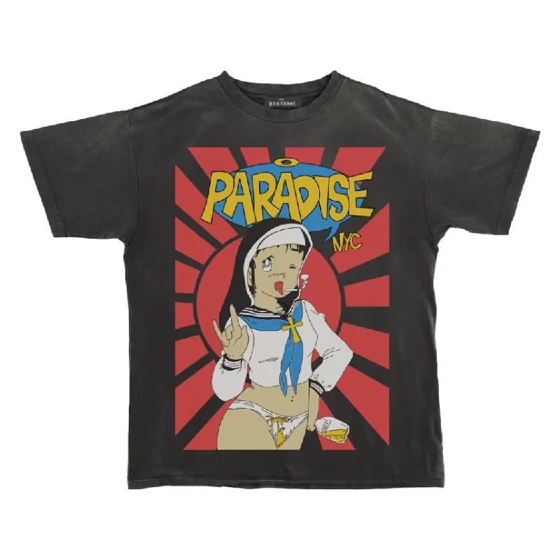 Graphic Tee For Casual Wear-PARADISE NYC DINOSAUR PARADISE TEE BLACK