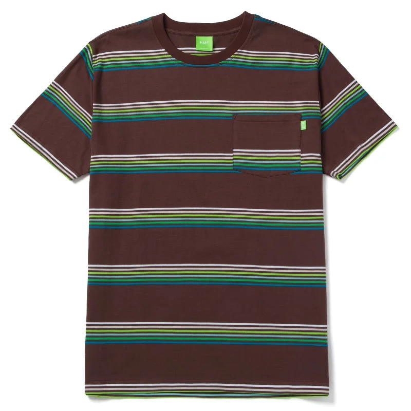 Vintage Band T-shirt-HUF Bolinas Stripe Pocket T-Shirt - Brown