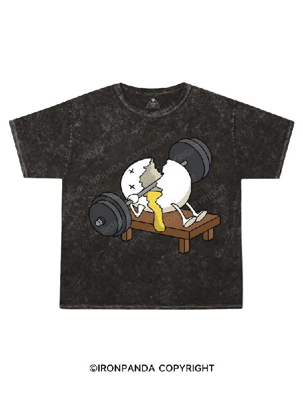 Minimalist Design T-shirt-Egg Lifting Kids Washed T-Shirt