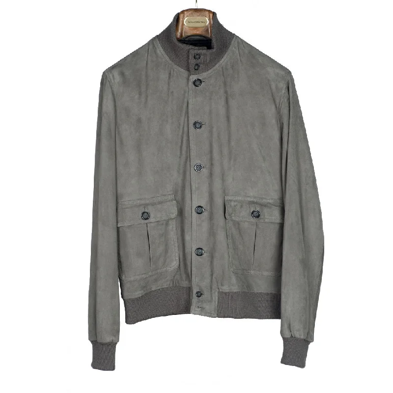 Waterproof Mountain Jacket-Grey suede Valstarino bomber jacket