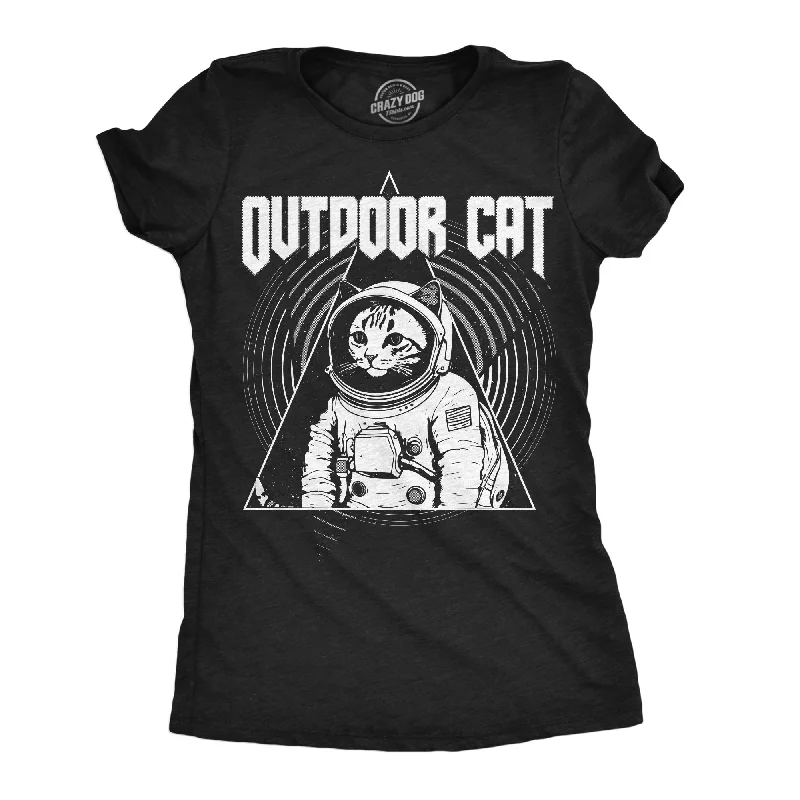 Minimalist Graphic T-shirt-Outdoor Cat Space Women's T Shirt