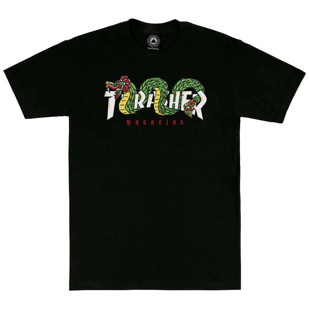 Cotton Graphic T-shirt-Thrasher Magazine Aztec T-Shirt - Black