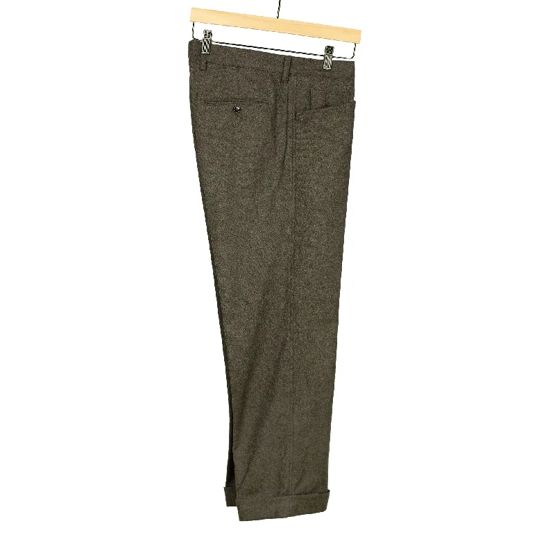 Comfortable Stretch Pants-L-pocket pants in brown washable wool mix