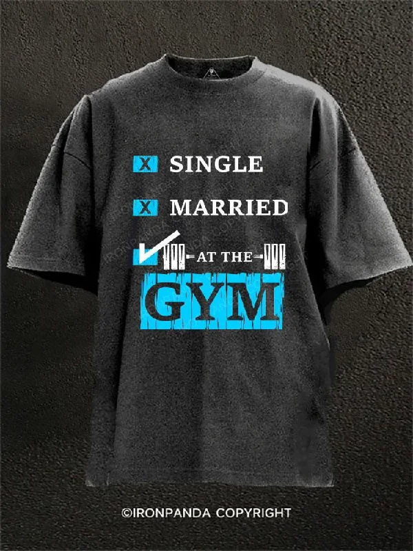 Neon Color T-shirt-SINGLE MARRIED AT THE GYM Washed Gym Shirt