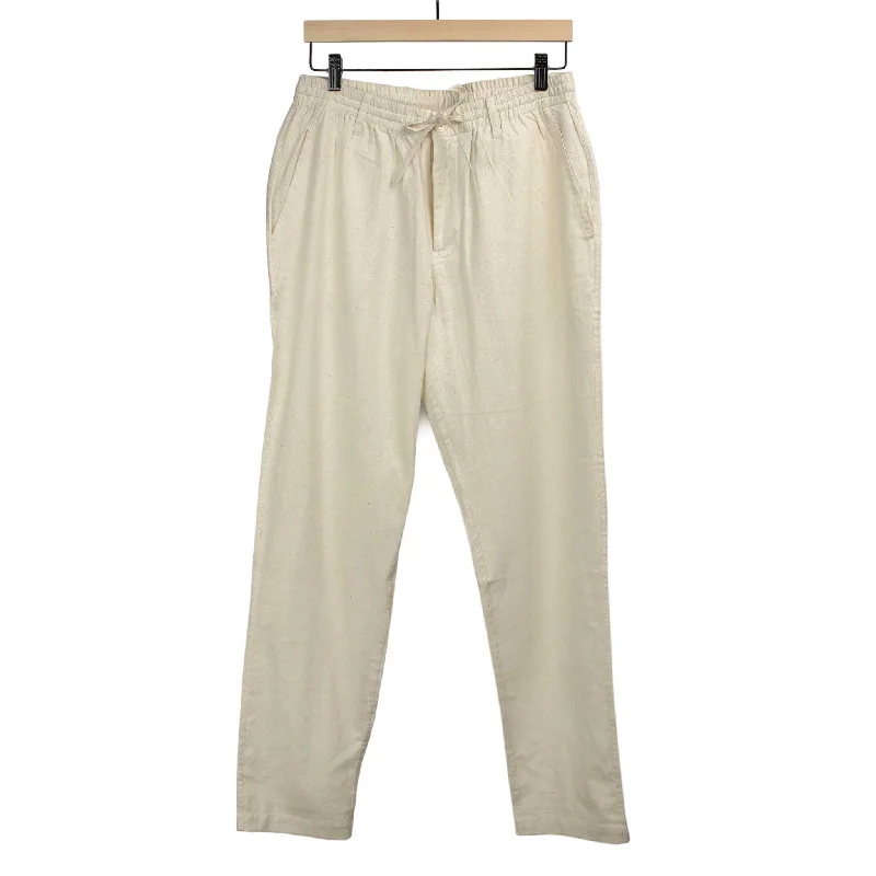 Warm Fleece-lined Pants-Lisboa easy pants in natural hand-loomed khadi cotton