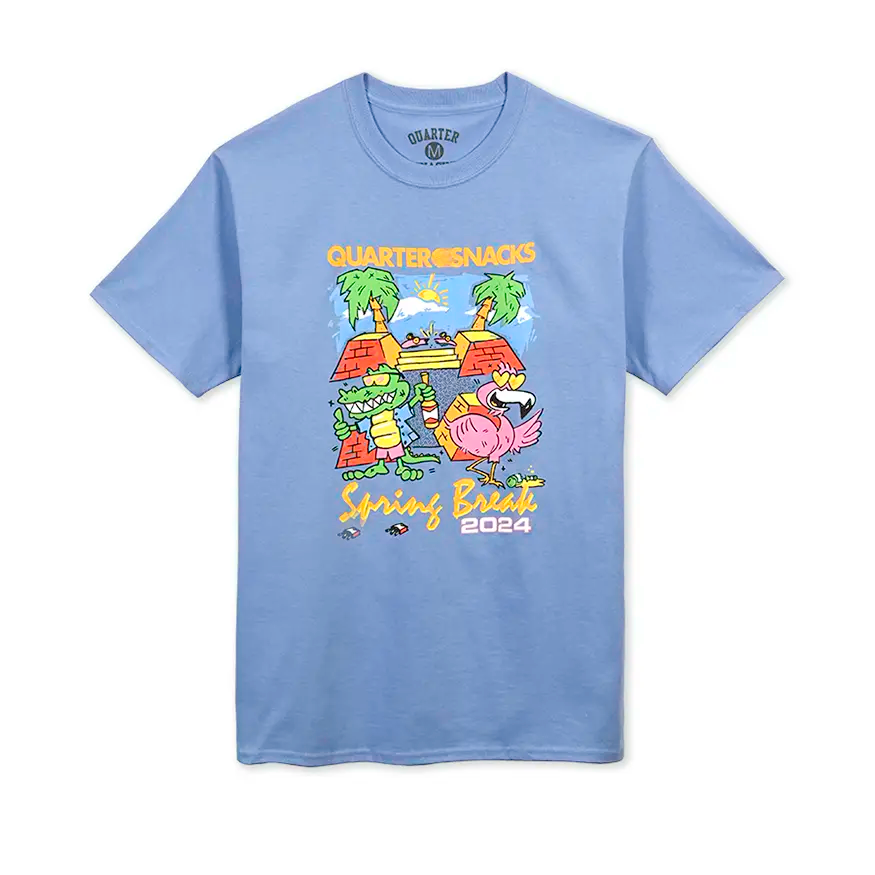 Graphic Print T-shirt-Quartersnacks Spring Break Tee Shirt - Carolina Blue