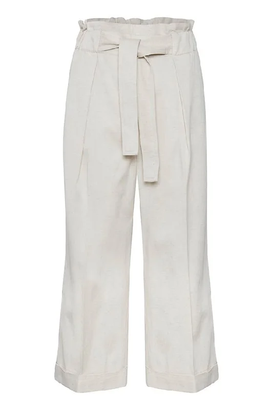 Trendy Pleated Pants-Inwear Cream Wide Leg Trouser