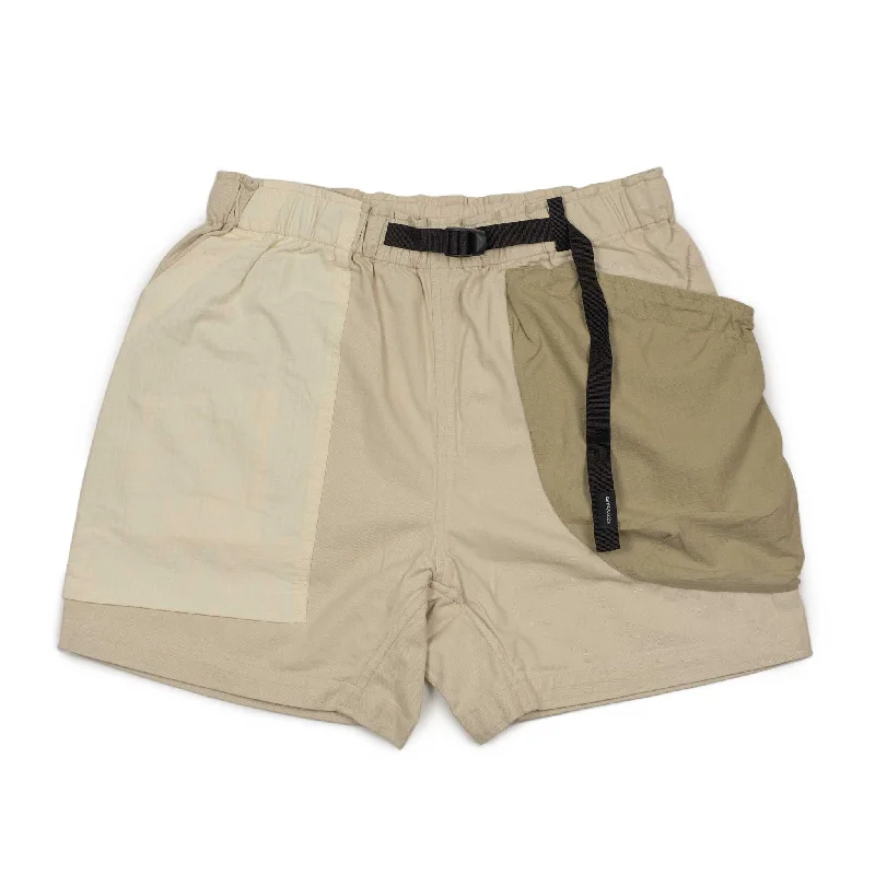 Soft Terry Cloth Shorts-Field shorts in chalk strada paneled cotton twill and ripstop (restock)