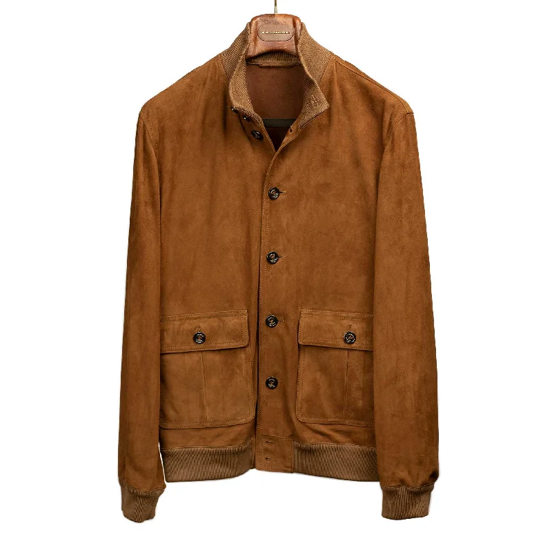 Breathable Hiking Jacket-Butterscotch suede Valstarino bomber jacket, unlined (restock)