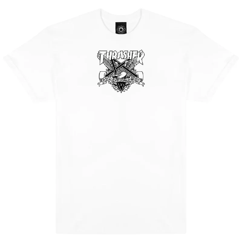 Casual Cotton T-shirt-Thrasher x Anti-Hero Eaglegram T-Shirt - White