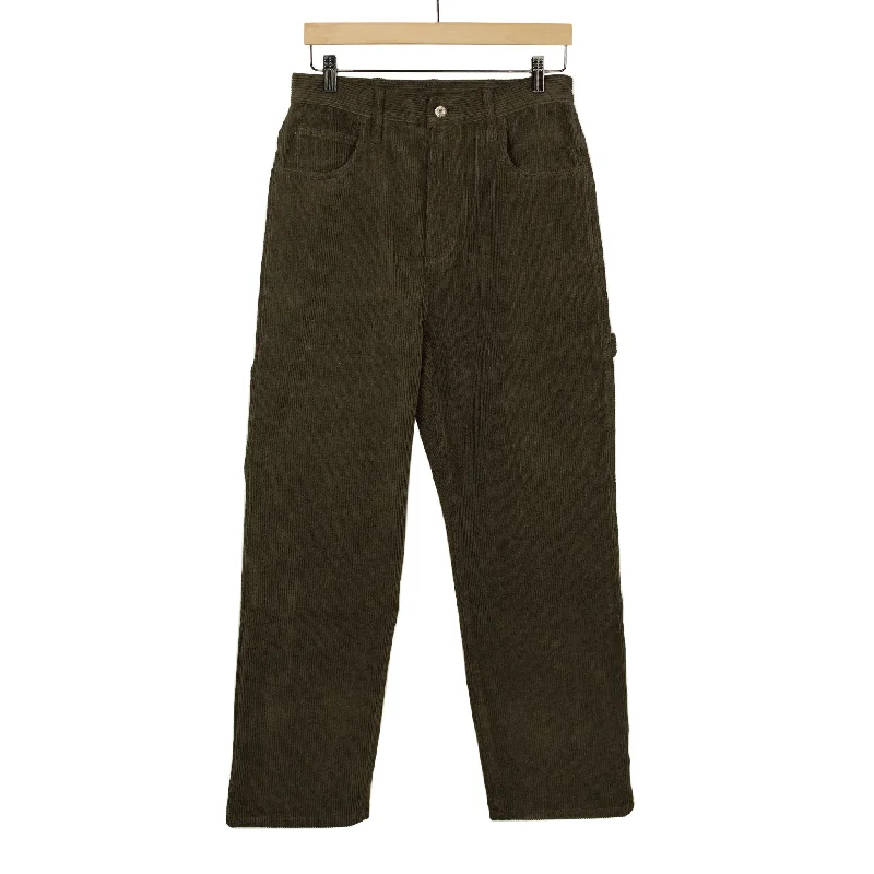 Classic Bootcut Pants-High rise painter pants in marsh green/brown 8-wale corduroy