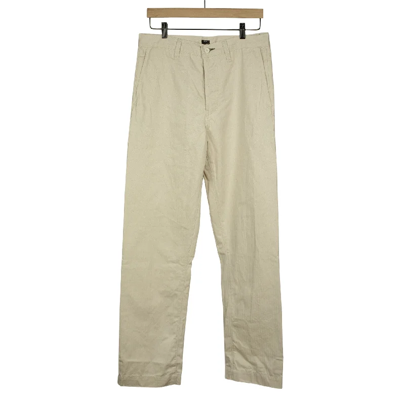 Sporty Track Pants-Work Pant in natural color one-wash 9oz cotton herringbone (restock)