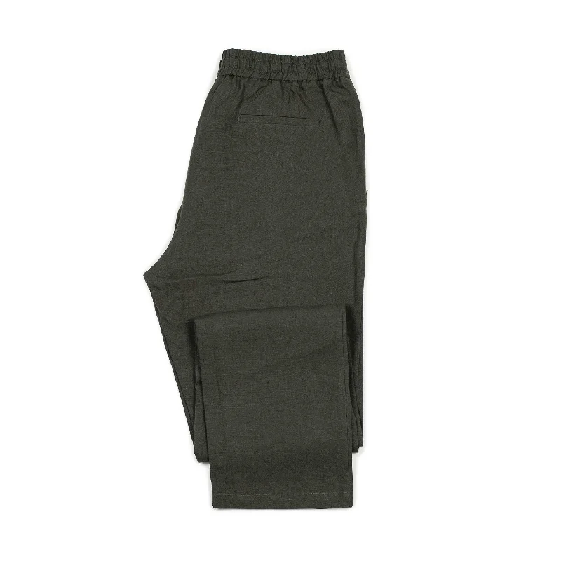 Comfortable Running Pants-Drawstring easy pants in arabica Belgian linen (restock)