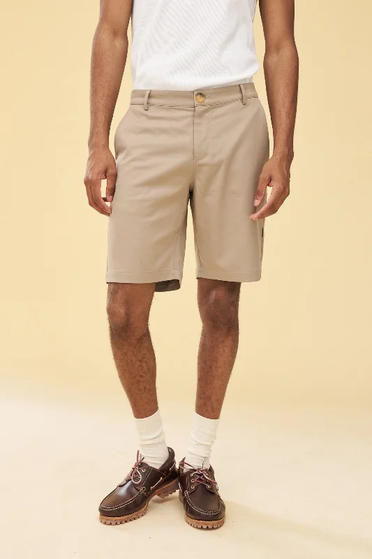 Loose Fit Cargo Shorts-TAILORED SMART SHORTS - BEIGE